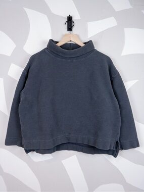Na Nin Mia Rippled Cotton Pullover Relaxed Mock Neck Sweatshirt | O/S